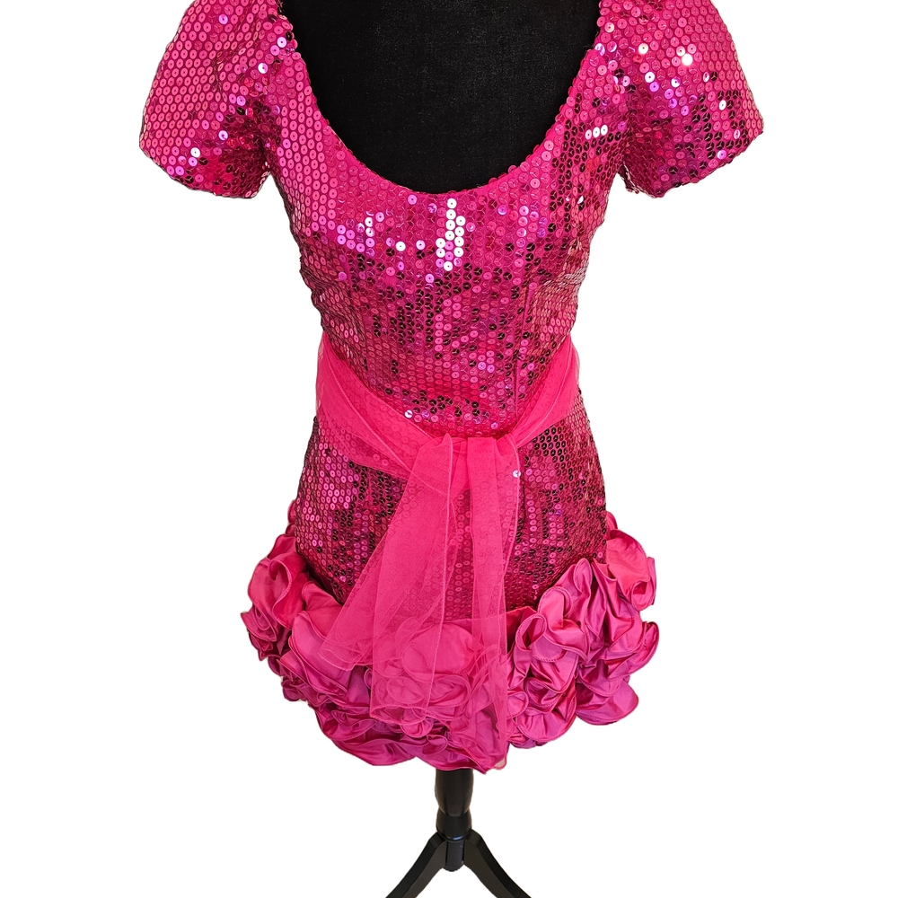 Pink Sequin Dress with Ruffle Hem